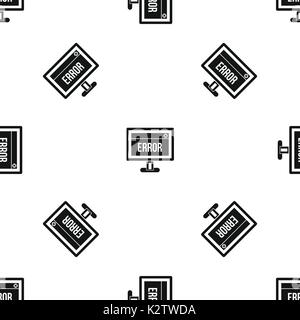 Error sign on a computer monitor pattern seamless black Stock Vector
