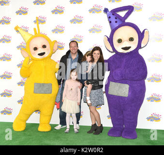 Photo Must Be Credited ©Alpha Press 079965 26/02/2017 Anna Acton and husband Ben Hull with daughters Lana and Grace Hall at the Teletubbies 20th Anniversary Party held at the BFI Southbank in Lodnon Stock Photo