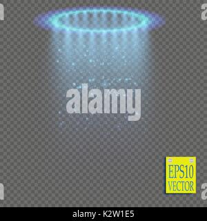 Transparent blue ligthy effects on a transparent background. Spotlights, flare, explosion and stars. Vector Stock Vector