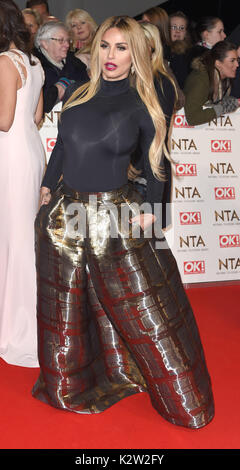 Photo Must Be Credited ©Alpha Press 079965 25/01/2017 Katie Price AKA Jordan National Television TV Awards NTAs 2017 at The O2 London Stock Photo