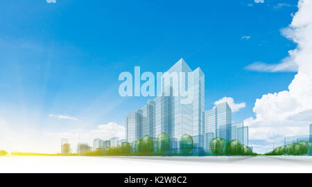 Green city 3d rendering Stock Photo