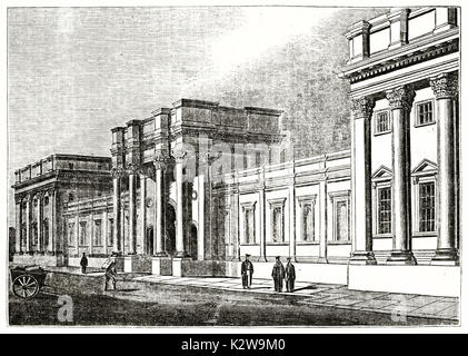 Old view of Oxford University Printing Office. By unidentified author, published on the Penny Magazine, London, 1835 Stock Photo