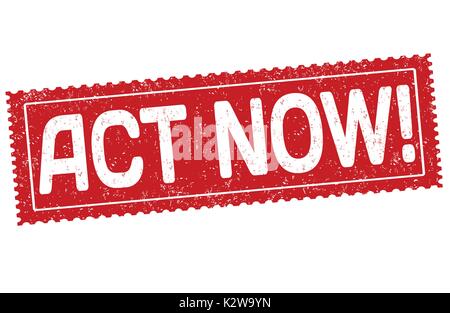 Act now grunge rubber stamp on white, vector illustration Stock Vector