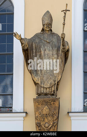 Pope John II bronze statue. Place of pilgrimage Altötting in Germany Stock Photo