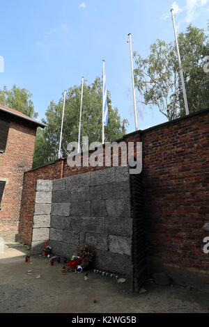 The site where executions were carried out in the Nazi concentration camp of Auschwitz, close to the town of Oświęcim, Poland, photographed on 25 Augu Stock Photo