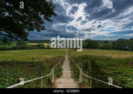 Views over the Thames on an overcast in Richmond, Richmond upon Thames, London, United Kingdom Stock Photo