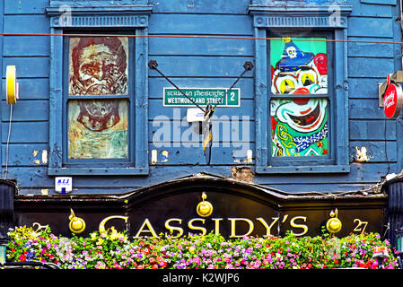 Dublin Ireland Cassidys pub Westmoreland Street and flowers Stock Photo