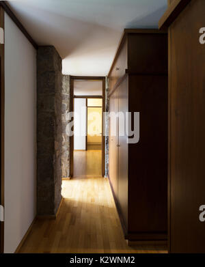 Vintage corridor old style. Parquet and stone are the main material Stock Photo