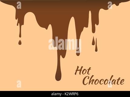 Melted brown hot chocolate flow down. Vector illustration Stock Vector