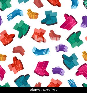 Uggs and socks seamless pattern design, vector illustration Stock Vector