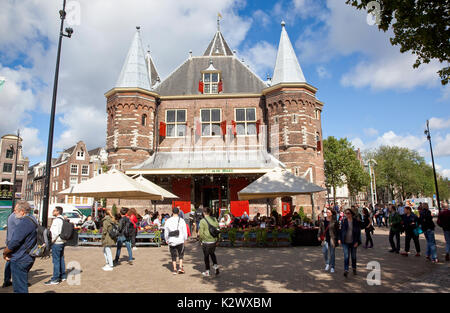 Holland, North, Amsterdam, Old city gate De Waag in the Nieuwmarkt neighbourhood, now a cafe. Stock Photo