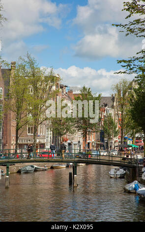 Holland, North, Amsterdam, Footbridge over canal. Stock Photo