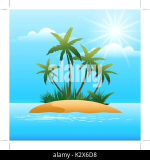 Small tropical island in the ocean Stock Vector