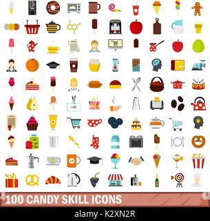 100 pastry skill icons set in flat style for any design vector ...