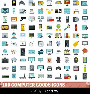 100 computer goods icons set, flat style Stock Vector Image & Art - Alamy