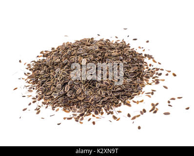 Dried dried fennel seeds on white background. Studio Photo Stock Photo