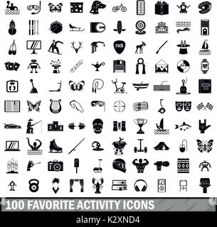 100 favorite activity icons set, cartoon style Stock Vector Image & Art ...
