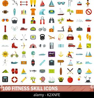 100 fitness skill icons set, flat style Stock Vector Image & Art - Alamy