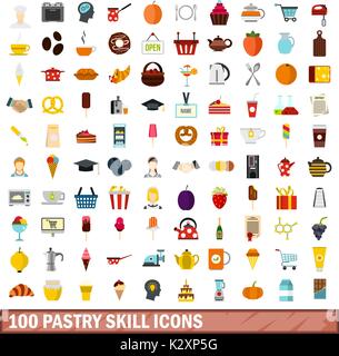100 pastry skill icons set in flat style for any design vector ...