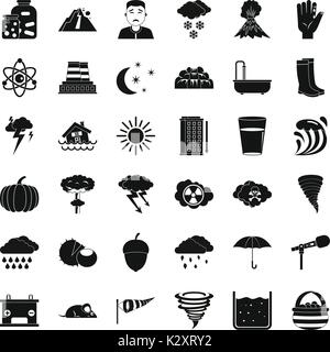 Thunderstorm icons set, simple style Stock Vector