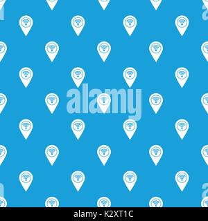 Map pin pointer with wi fi symbol pattern seamless blue Stock Vector