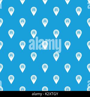 Geo tag with hospital building pattern seamless blue Stock Vector