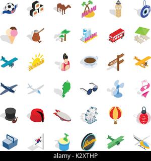 Miami icons set, isometric style Stock Vector