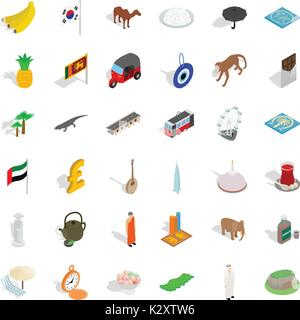 Tourism icons set, isometric style Stock Vector