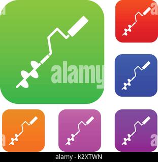 Hand operated ice auger set collection Stock Vector