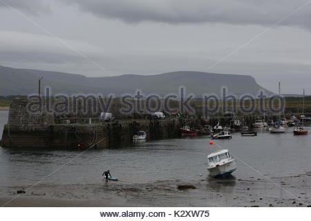 A view of Mullaghmore harbour in County Sligo, Ireland on a grey morning Stock Photo