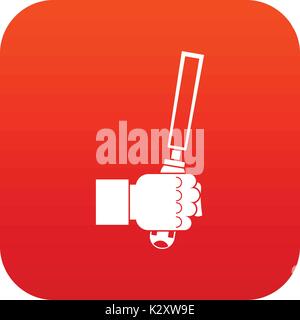 Chisel tool in man hend icon digital red Stock Vector