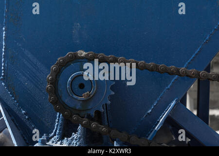 Chain drive, drive element of the machine production of cement blocks Stock Photo