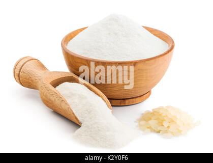 Rice flour isolated on white Stock Photo