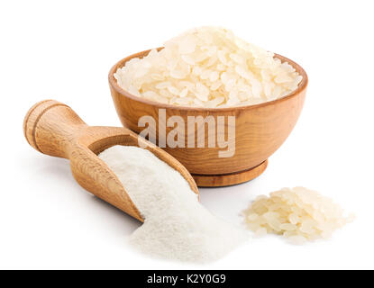 Rice flour isolated on white background Stock Photo