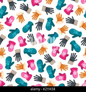 Colorful winter mittens seamless pattern Stock Vector