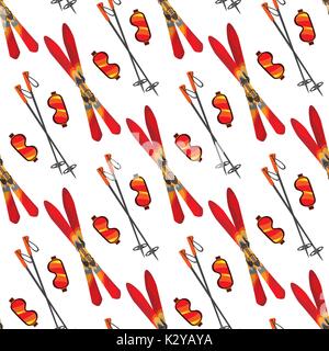 Skiing seamless pattern Stock Vector