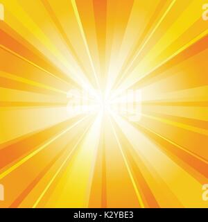 Shiny sun radiator vector background. Sunny rays radiating light yellow pattern Stock Vector