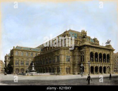 VIENNA OPERA HOUSE, c.1900 Opened in 1869 with Don Giovanni. Enjoyed its greatest triumphs under the direction of Gustav Mahler (1897-1907). Stock Photo