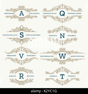 Fashionable classic wedding emblems or organic retro fashion logo set. Vector illustration Stock Vector