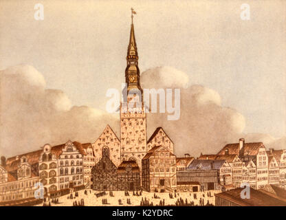 Hopfenmarkt, Hamburg, 1800. Drawing by Johann Marcus David. German. Teleman connection. Stock Photo