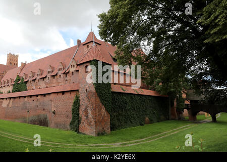 The defensive walls of Malbork Castle, built by the Teutonic Knights in the town of Malbork, Poland, photographed on 21 August 2017 Stock Photo