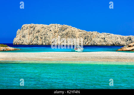 Beautiful Kounoupa beach,Astypalea island,Greece. Stock Photo