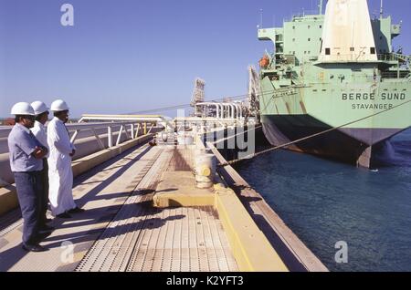 Oil loading terminal at Ras Tanura, World's Largest Oil Refinery, Saudi Arabia Stock Photo