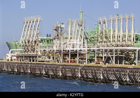 Oil loading terminal at Ras Tanura, World's Largest Oil Refinery, Saudi Arabia Stock Photo