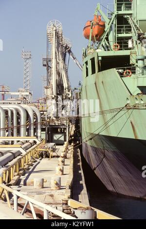 Oil loading terminal at Ras Tanura, World's Largest Oil Refinery, Saudi Arabia Stock Photo