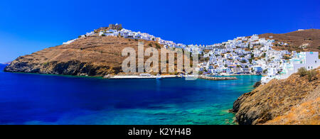 Unique traditional islands of Greece - picturesque Astypalea (Astipalaia) in Dodecanese. View of beautiful Chora village Stock Photo