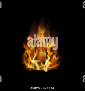 Flame Fire Isolated over Black Background Stock Vector