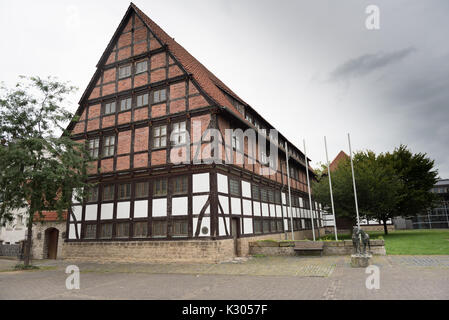 Half-timbered house beside the Lippischen land museum in the city of Detmold Stock Photo