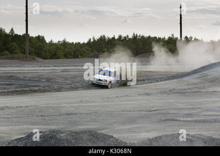 Asbestos, Russia August 5, 2017 - Final 6th stage of the Russian Rally Championship 2017, car Lada 2108, driver Tsukanov, starting number 16 Stock Photo