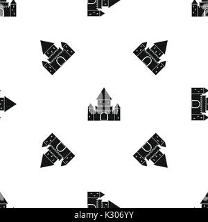 Chillon Castle, Switzerland pattern seamless black Stock Vector